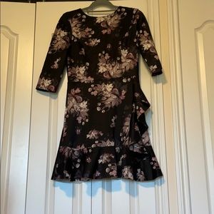 A black floral dress quarter sleeve dress NWT
